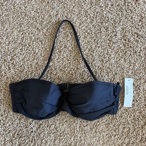 JCrew Classic Black Twist Bandeau Underwire Bikini Swim Bathing Suit Top 36B NEW
